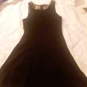 Black mini dress with lace detail